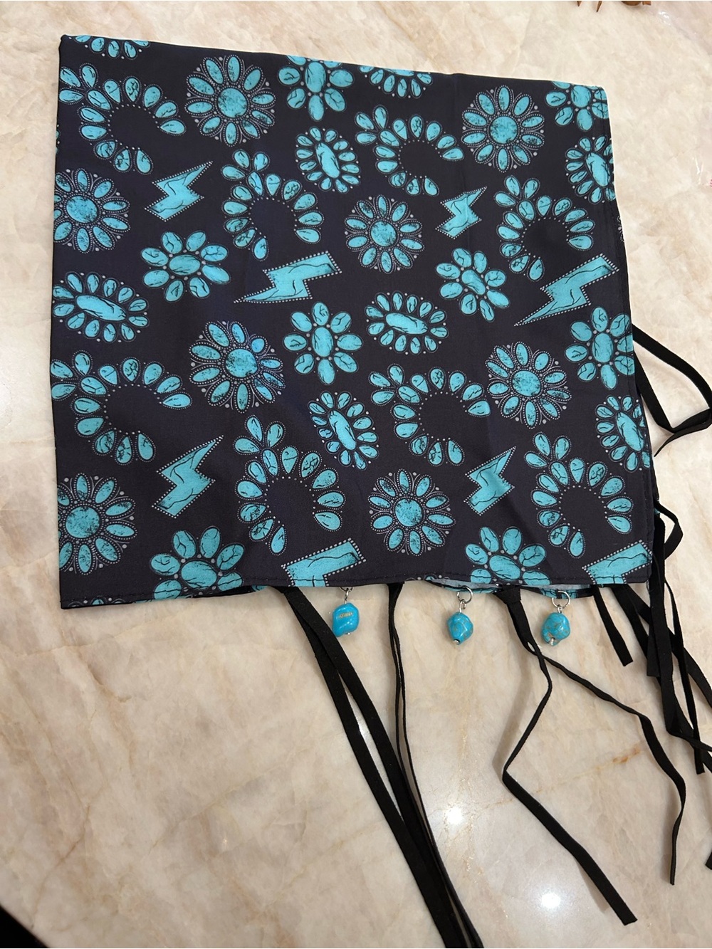 Turquoise Floral Bandana Necklace S151 - Picture 5 of 5